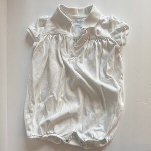 Ralph Lauren Cream Baby Romper with Pink Logo